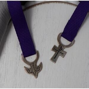Retired James Avery 925 Cross Ascending Dove Purple Ribbon Bookmark 4.3G